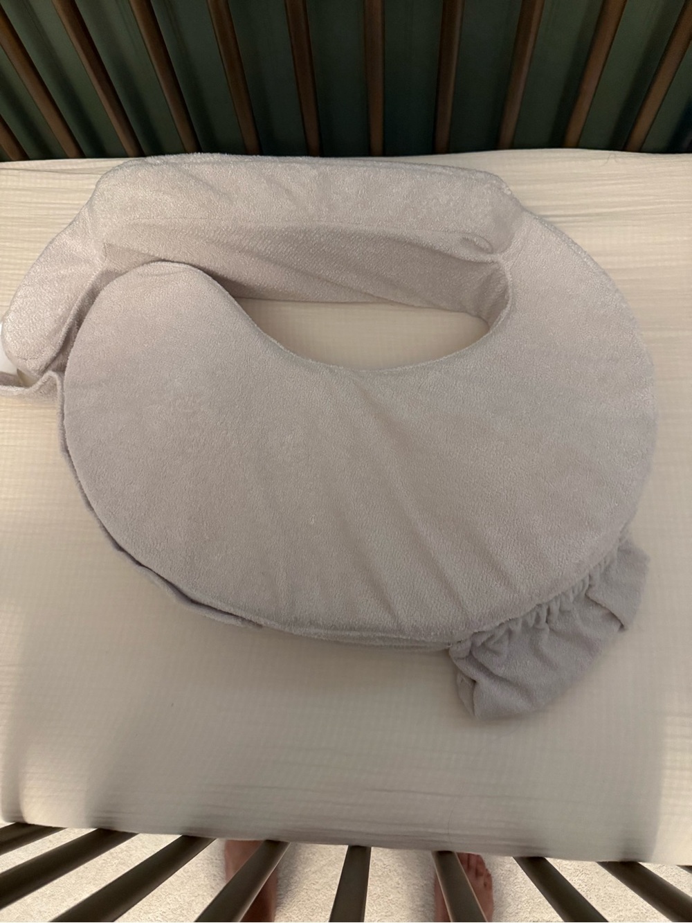 Light Gray Nursing Pillow with Soft Terry Cover